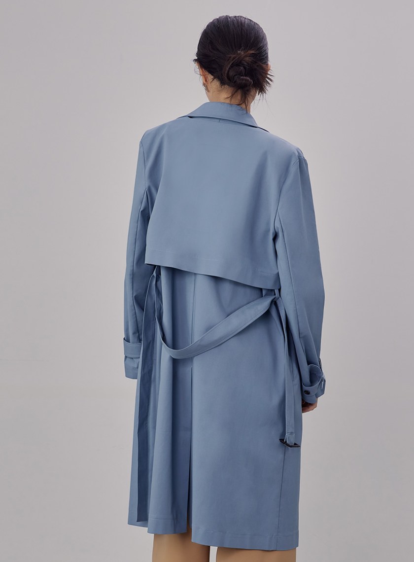 率性無袖長版風衣外套